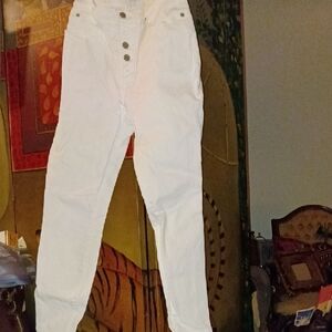 Lucky Brand High-Rise White Button-Fly Jeans